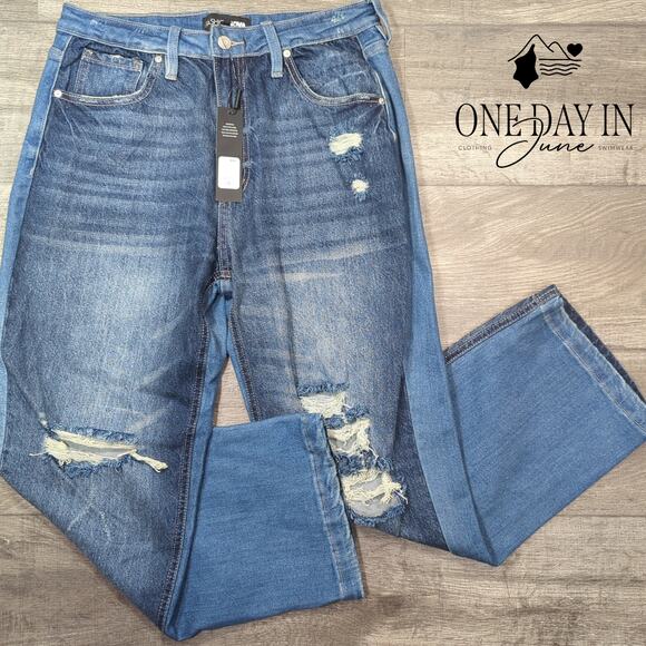 Fashion Nova Denim - Fashion Nova Juniors I Said So Ripped Straight Leg Jeans Size 13